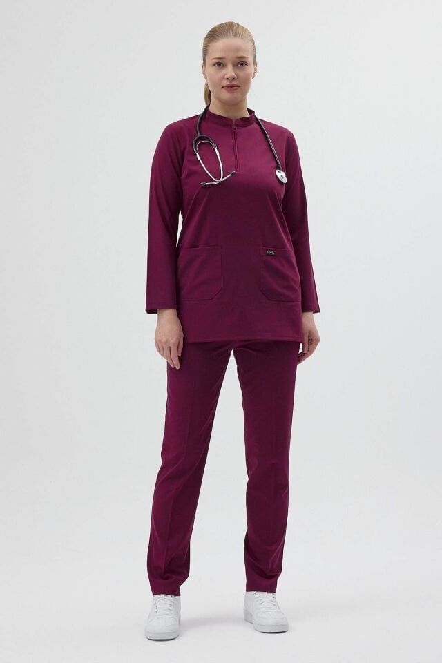 Likralı Vişne Tunik Boy Takım