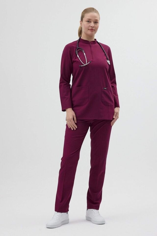 Lycra Cherry Red Tunic Set
