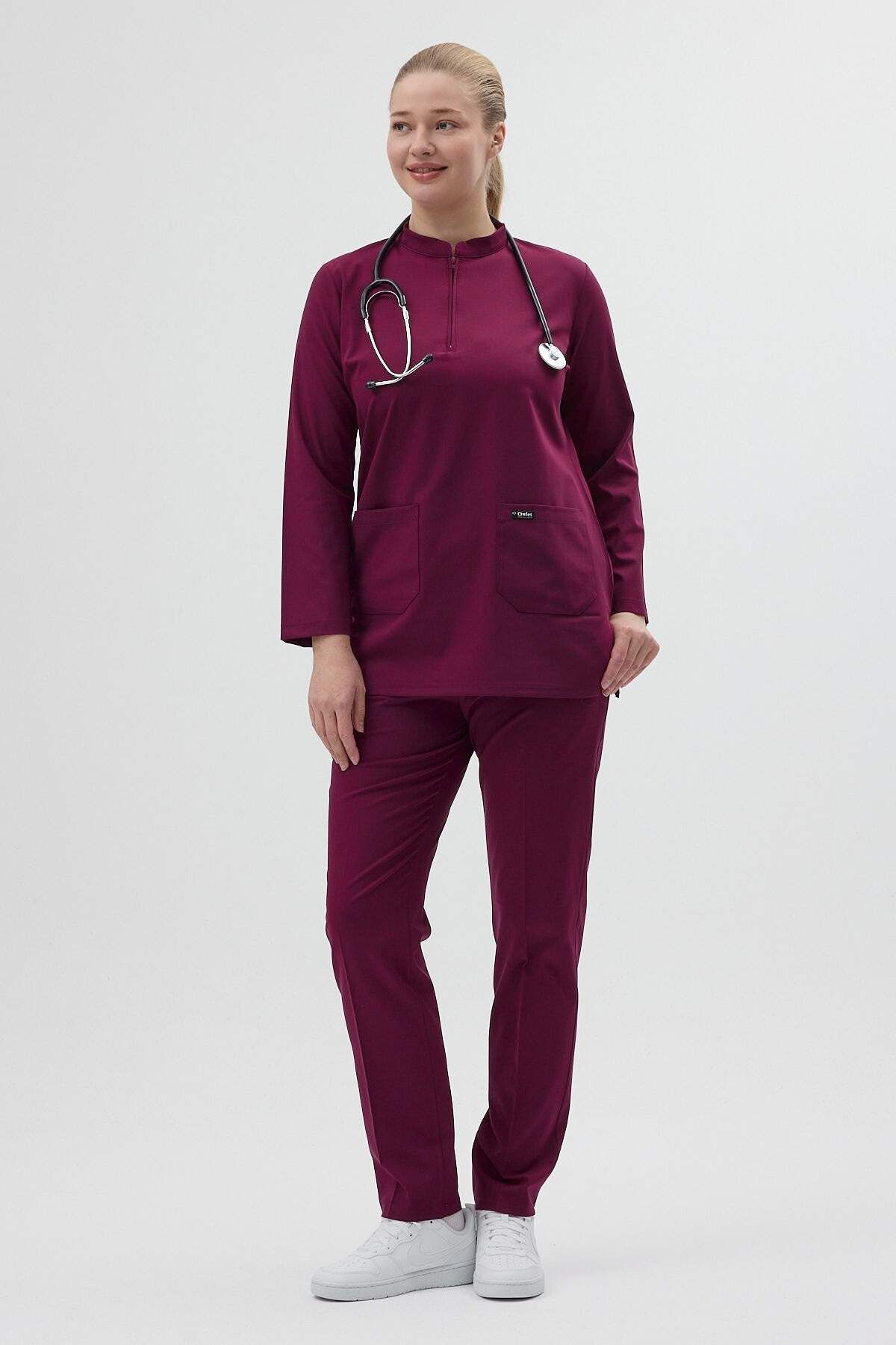 Lycra Cherry Red Tunic Set