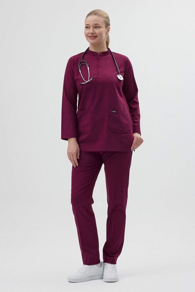 Likralı Vişne Tunik Boy Takım