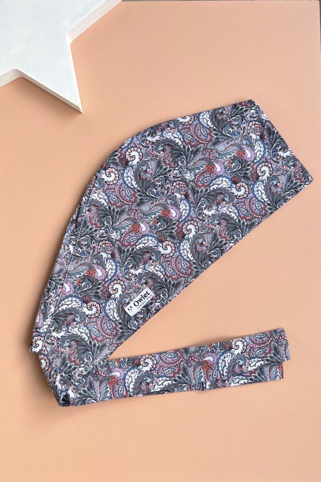 Gri Şal Desenli Cerrahi Tesettür Bone