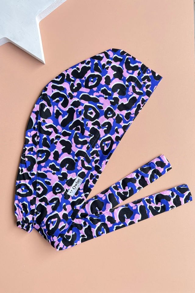 Leopar Desenli Mor Cerrahi Tesettür Bone