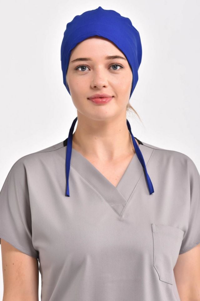 Likralı Saks Mavisi Cerrahi Bone