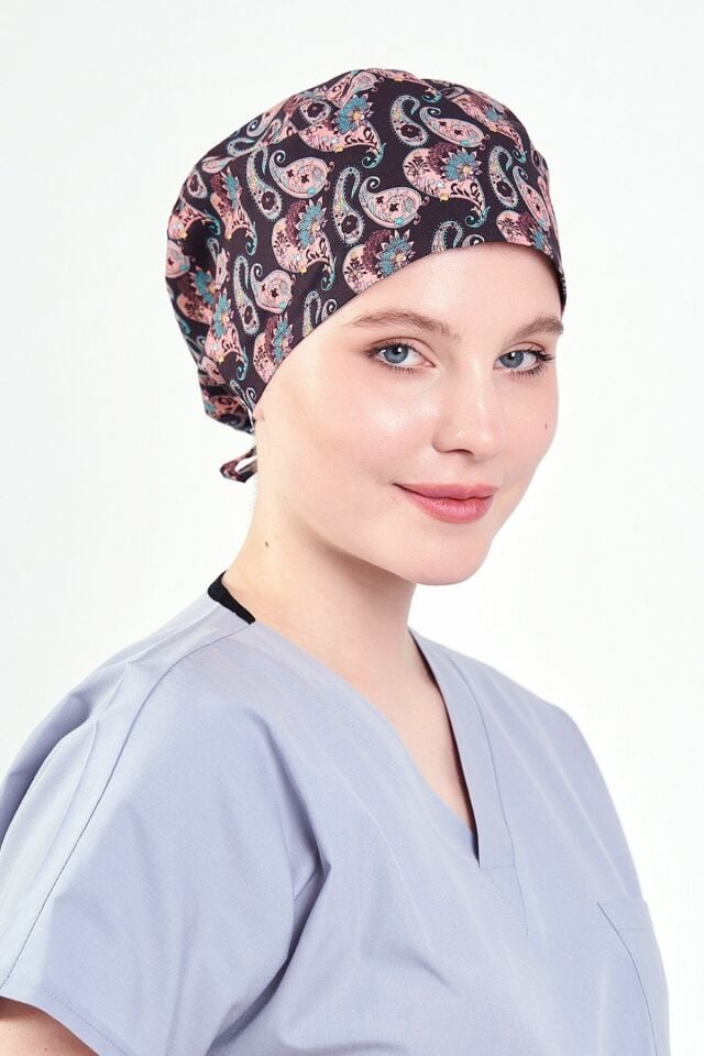 Brown Shawl Patterned Surgical Cap