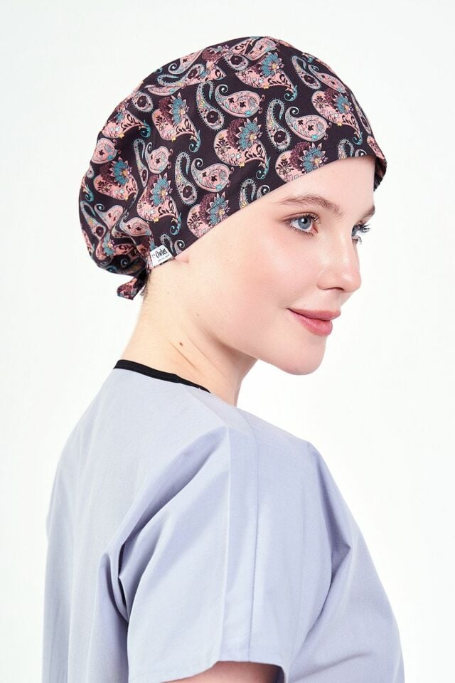Brown Shawl Patterned Surgical Cap