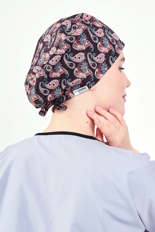 Brown Shawl Patterned Surgical Cap
