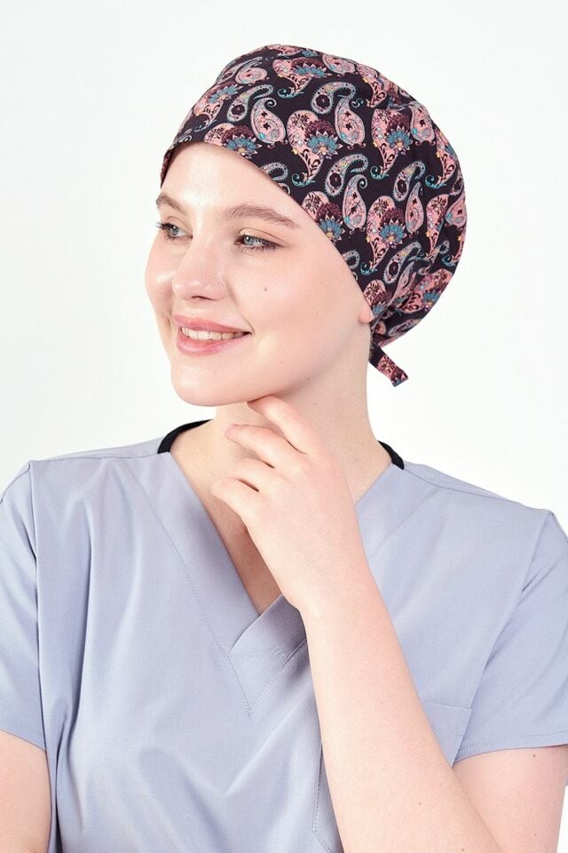 Brown Shawl Patterned Surgical Cap