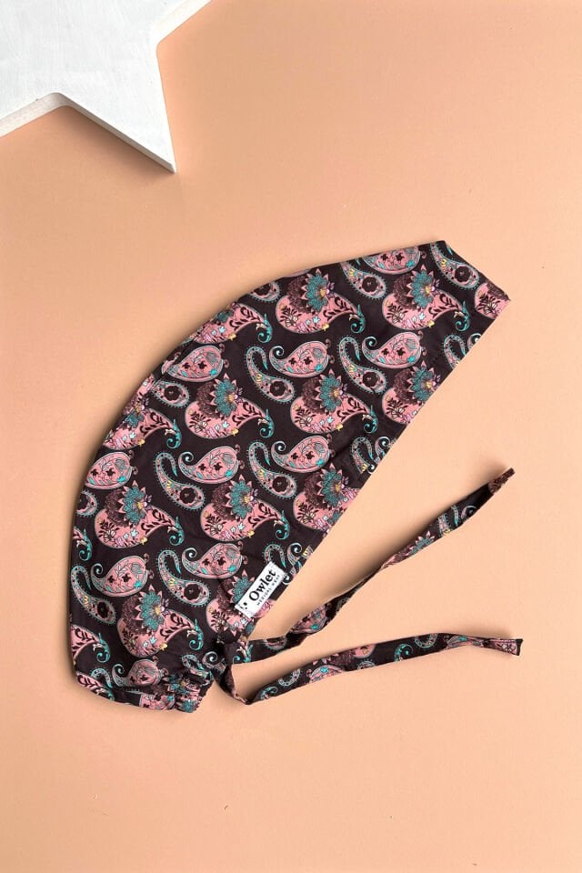 Brown Shawl Patterned Surgical Cap