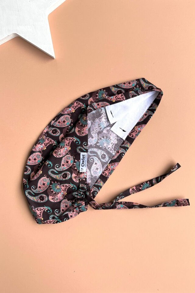Brown Shawl Patterned Surgical Cap
