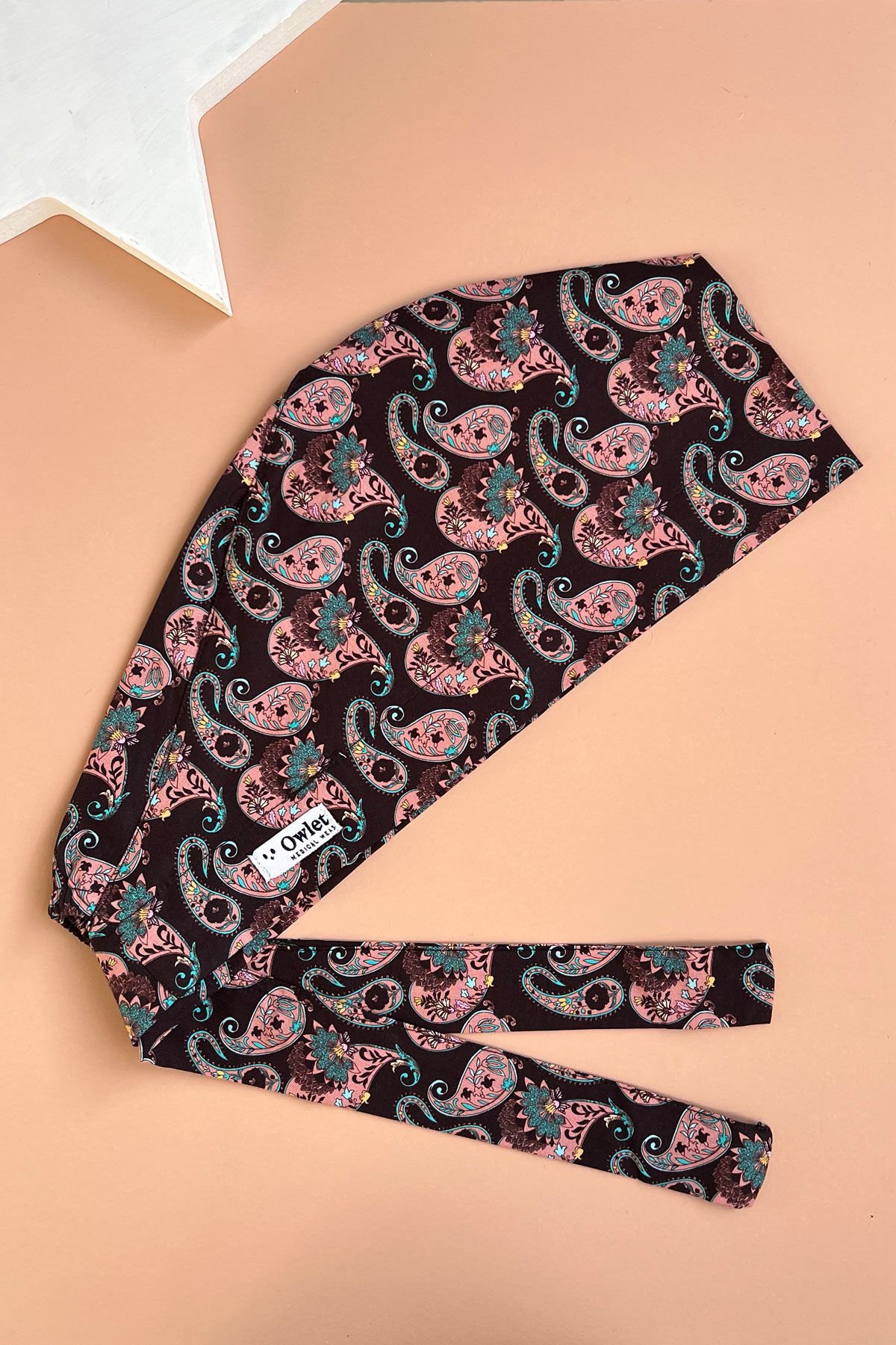 Brown Shawl Patterned Surgical Hijab Bonnet