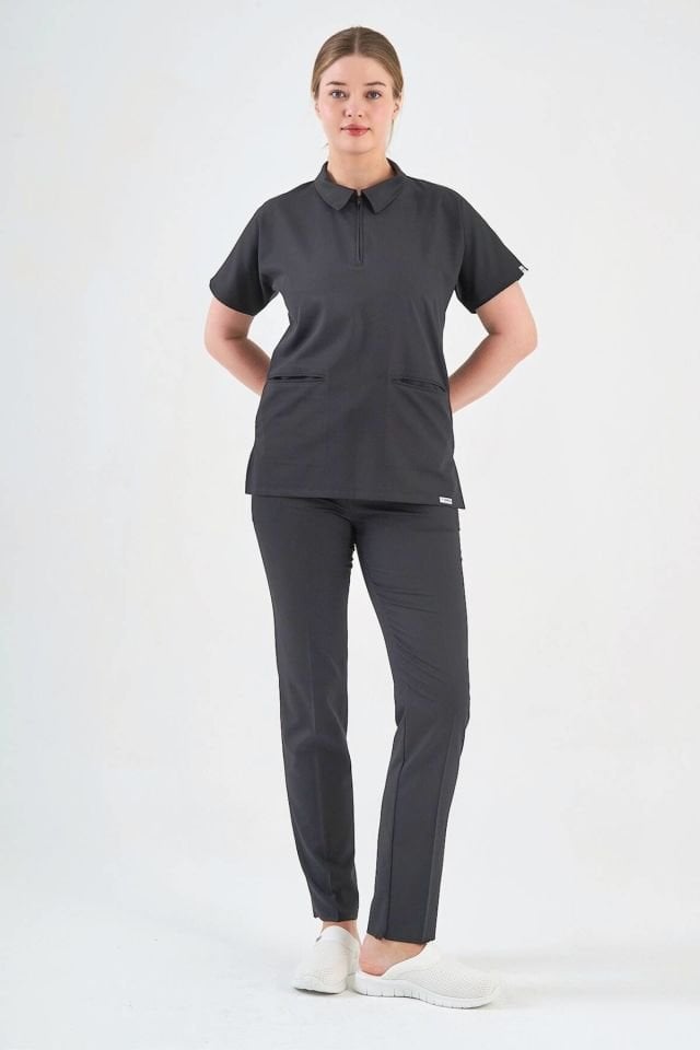 Likralı Füme Polo Yaka Takım