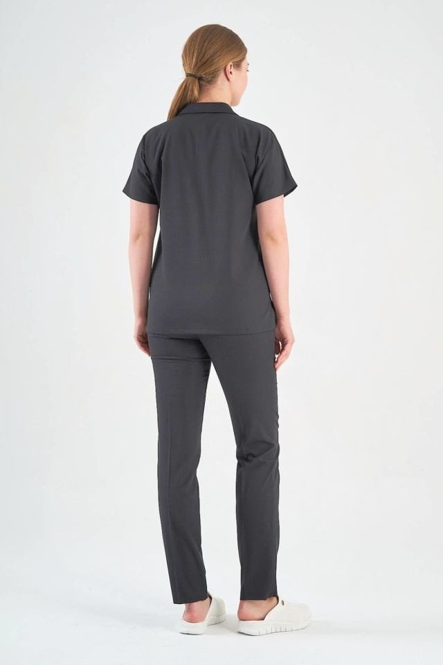 Likralı Füme Polo Yaka Takım