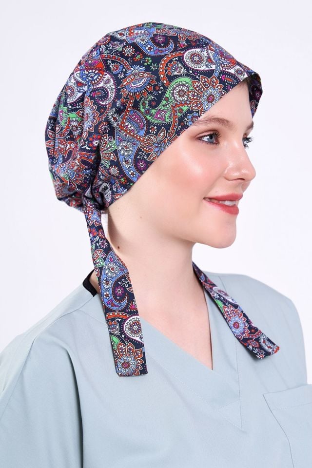 Colorful Shawl Patterned Surgical Hijab Bonnet