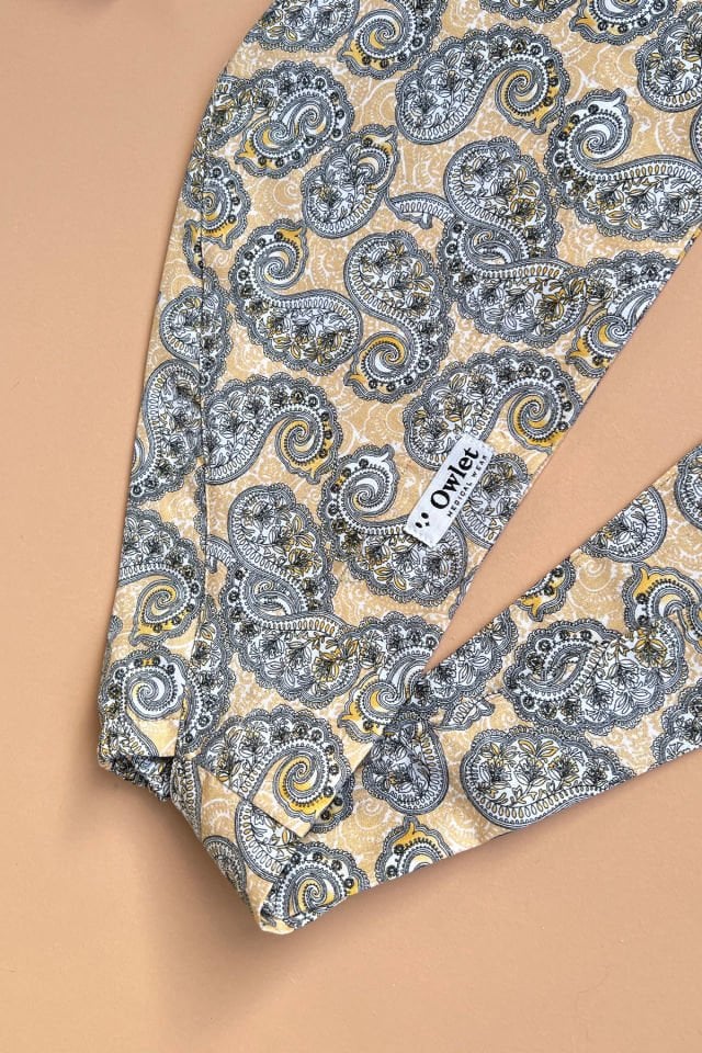 Sarı Şal Desenli Cerrahi Tesettür Bone