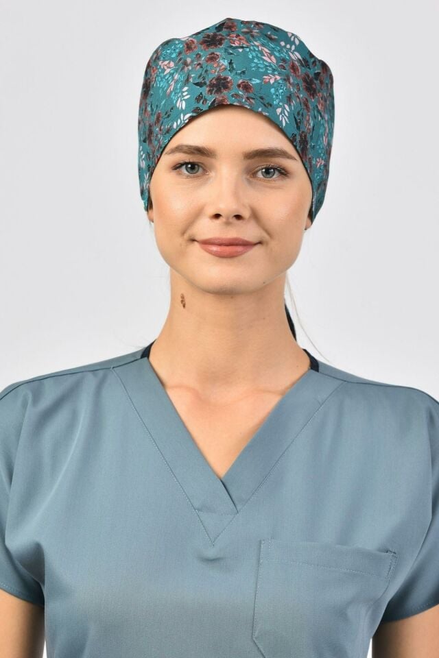 Yapraklar Desenli Yeşil Bone - Owlet Medikal
