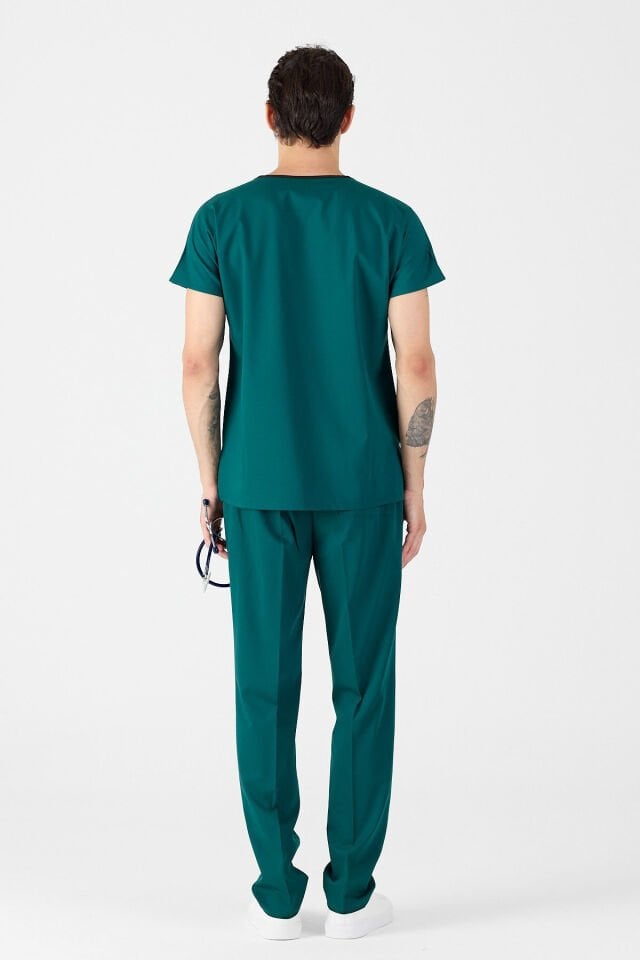 Likralı Avcı Yeşili Scrubs Forma