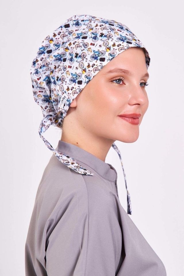 Bisiklet Desenli Cerrahi Tesettür Bone