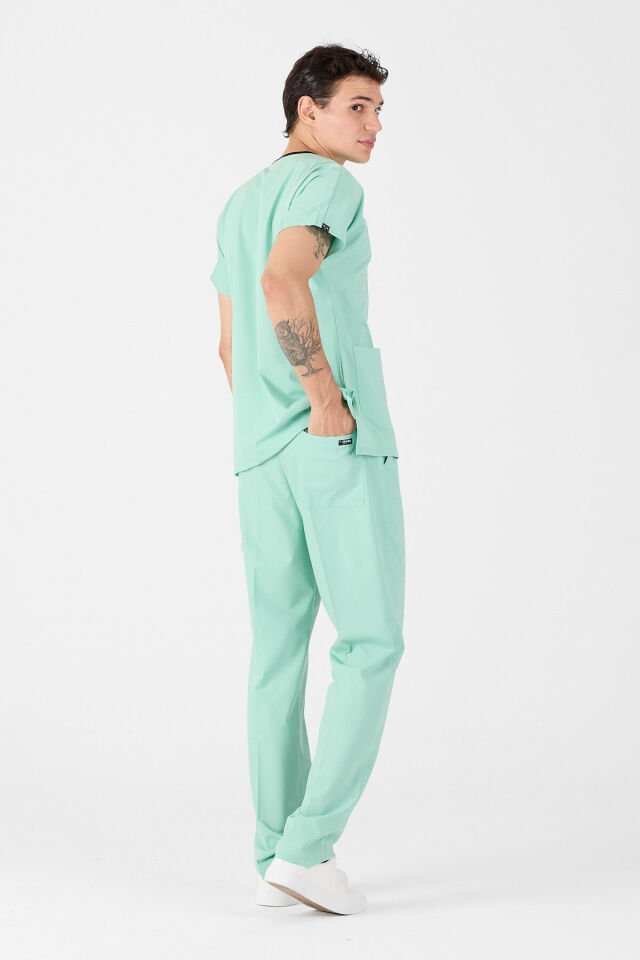 Likralı Açık Mentol Scrubs Forma