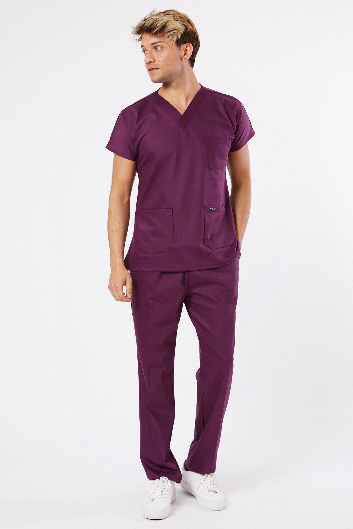 Plum-colored Lycra Surgical Uniform Set