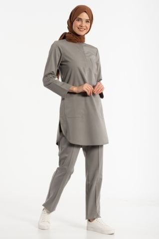 Smoke Grey Lycra Hijab Set